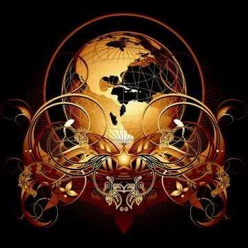 World with ornate Stock Illustration