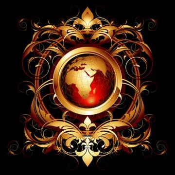 World with ornate Illustrazione stock