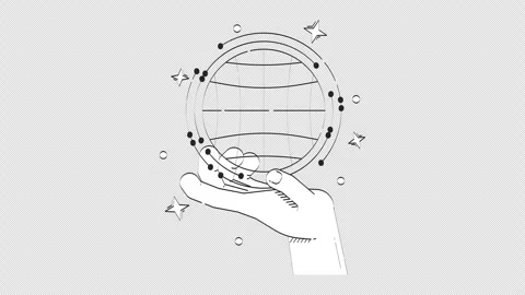 World in our hand doodle outline animation Stock Footage 314649329