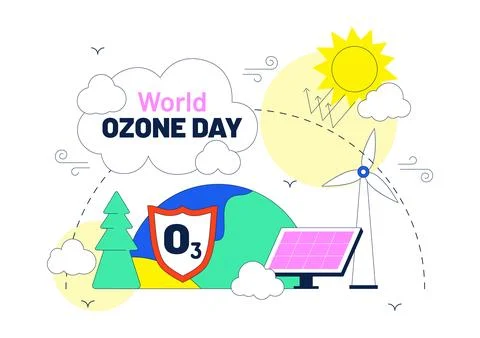 World Ozone Day Illustration Featuring Ozone Layer Protection, Environmenta.. Stock Illustration
