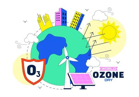 World Ozone Day Illustration Featuring Ozone Layer Protection, Environmenta.. Stock Illustration