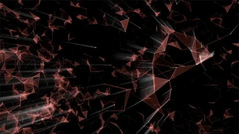 World of particles forming glimming plexus nodes over black background. Stock Illustration