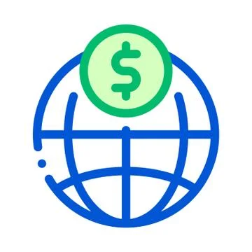 World Payment Coin Transfer Vector Thin Line Icon Stock-Illustration