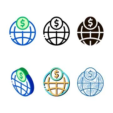 World payment coin transfer vector thin line concepts icon Stock-Illustration