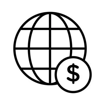 World Payment Transfer linear logo mark in black and white Stock Illustration