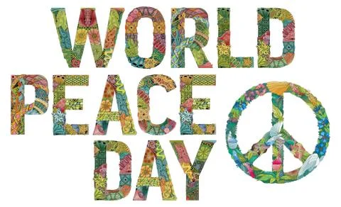 World peace day. Vector decorative zentangle object Stock Illustration