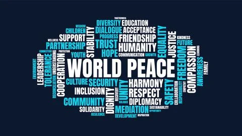 World Peace Typography Word Cloud Concept Design 库存插图