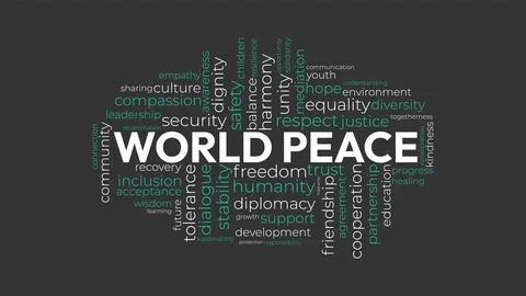 World Peace Word Cloud Concept Vector Illustration on Dark Background Stock Illustration