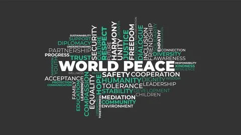 World Peace Word Cloud Vector Concept with Harmony Unity and Tolerance Keywor Stockillustratie