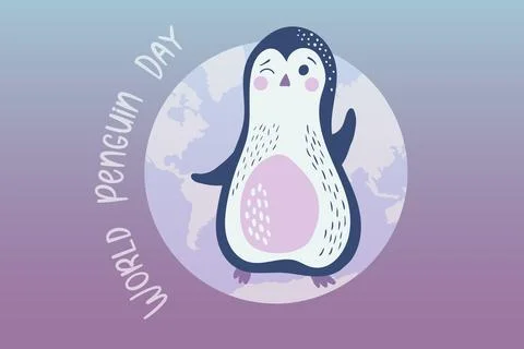 World Penguin Day. Cute vector illustration with penguin. Stock Illustration