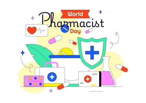 World Pharmacists Day Vector Illustration Featuring Pharmacy Services, Medi.. Stock Illustration