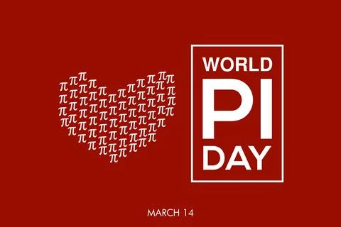 World Pi Day flat design vector illustration white text Stock Illustration