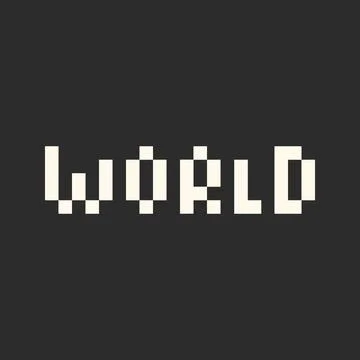 World Pixel text White on dark background. Vintage inscription in trendy Stock Illustration