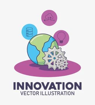 World planet and gear work technology innovation 스톡 일러스트