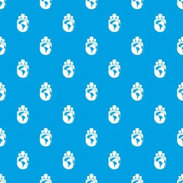 World planet and people pattern seamless blue Illustrazione stock