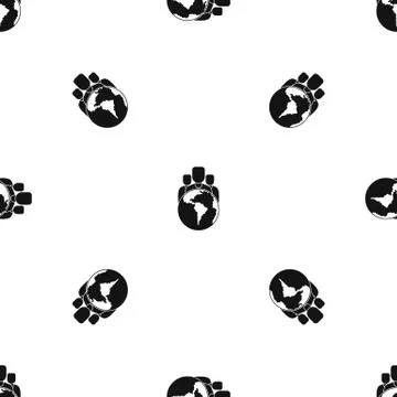 World planet and people pattern seamless black イラスト素材