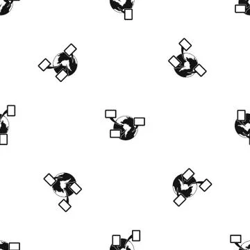 World planet and speech bubbles pattern seamless black 스톡 일러스트