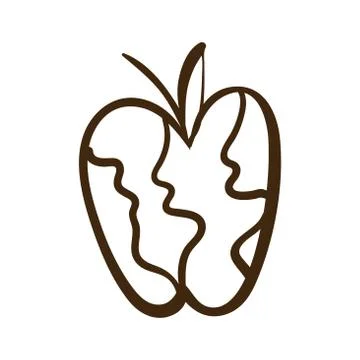 World planet earth with apple shape line style icon Stock Illustration