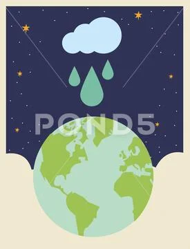 World planet earth with cloud rainy Stock Illustrationen