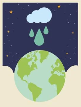 World planet earth with cloud rainy イラスト素材