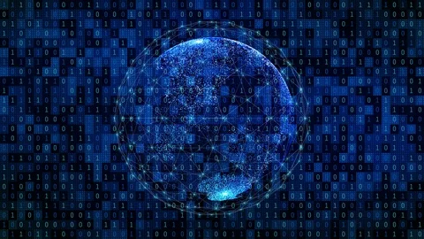 World. Planet earth with digital computer network connection lines and binary Stock Footage 102023452