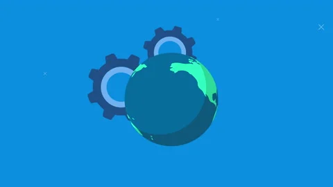 World planet earth with gears Video stock 224628998