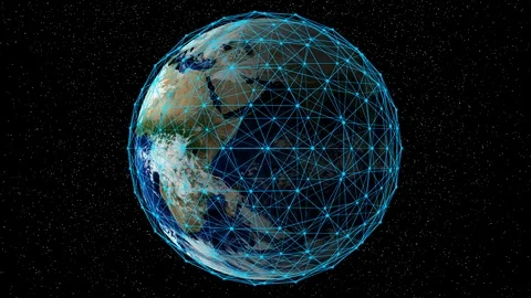 World. Planet earth, global model with digital computer network connection li Video stock 101342677