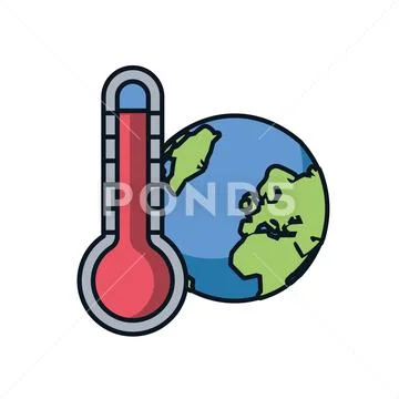 World planet earth with thermometer: Graphic #124534361