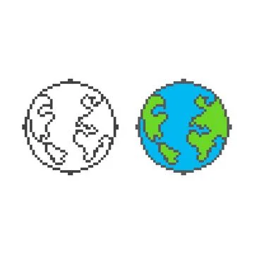 World planet, globe, earth. Pixel art 8 bit vector icon illustration Stock Illustration