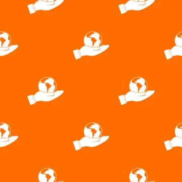 World planet in man hand pattern seamless Illustrazione stock