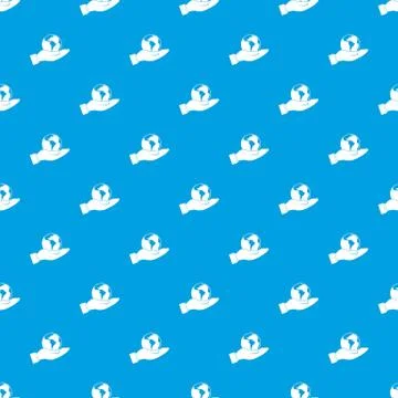 World planet in man hand pattern seamless blue Illustrazione stock