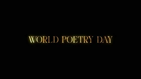 World poetry day with golden texture in black background. Seamless loop video Stock Footage 234603953