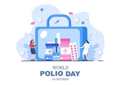 World Polio Day Background Which is Celebrated on October 24 Medicine to Life Stock Illustration