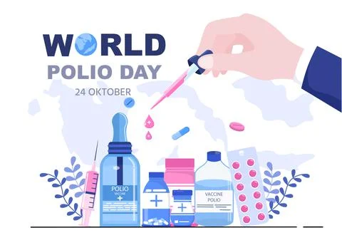 World Polio Day Background Which is Celebrated on October 24 Medicine to Life Stock Illustration