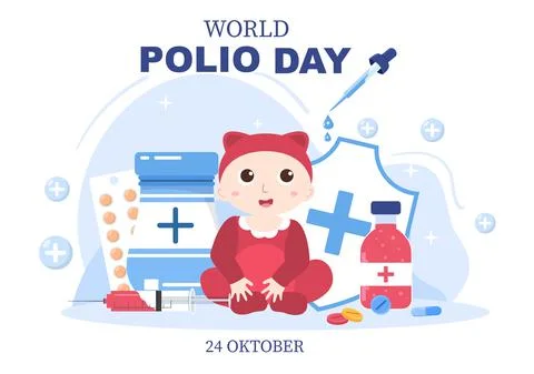 World Polio Day Background Which is Celebrated on October 24 Medicine to Life Stock Illustration