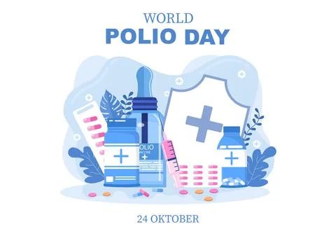 World Polio Day Background Which is Celebrated on October 24 Medicine to Life Stock Illustration