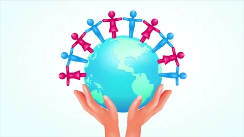 World Population Day. 3d vector animation Stockbeeldmateriaal 242493379