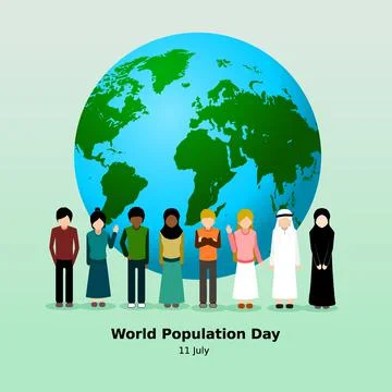 World population day flat vector Stock Illustration