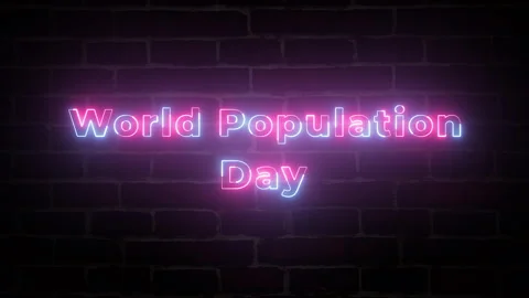 World Population Day neon text typography animation 4k video Stock Footage 278600065