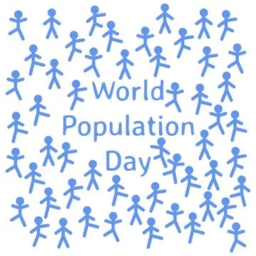 World population day text vector illustration with crowd people Stock Illustration