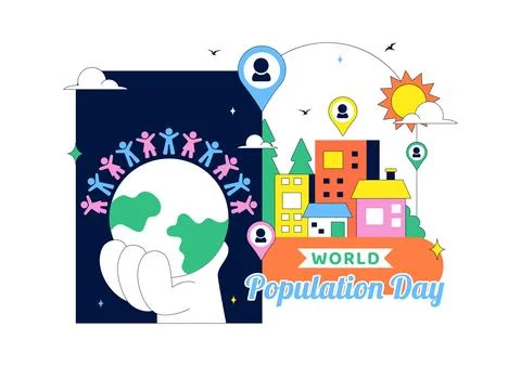World Population Day Vector Illustration Featuring Global Community, People.. Stock Illustration