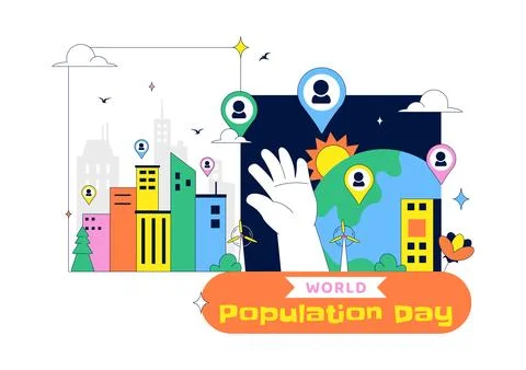 World Population Day Vector Illustration Featuring Global Community, People.. Stock Illustration