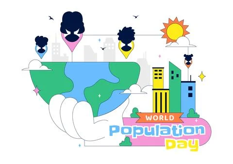 World Population Day Vector Illustration Featuring Global Community, People.. Stock Illustration
