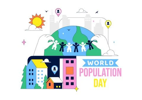 World Population Day Vector Illustration Featuring Global Community, People.. Stock Illustration