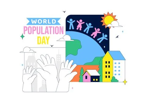 World Population Day Vector Illustration Featuring Global Community, People.. Stock Illustration
