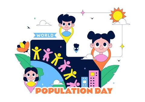 World Population Day Vector Illustration Featuring Global Community, People.. Stock Illustration
