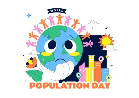 World Population Day Vector Illustration Featuring Global Community, People.. Stock Illustration