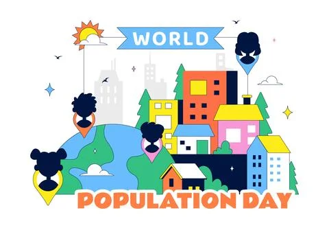 World Population Day Vector Illustration Featuring Global Community, People.. Stock Illustration