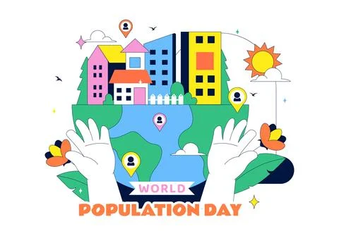 World Population Day Vector Illustration Featuring Global Community, People.. Stock Illustration