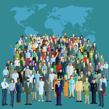 World population, global network Stock Illustration